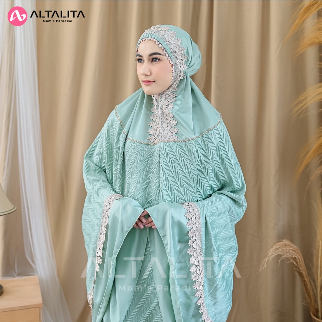 Altalita - Mukenah Dewasa Taleetha Satin Silk Polos Premium Renda Mewah Jumbo Adem Terbaru