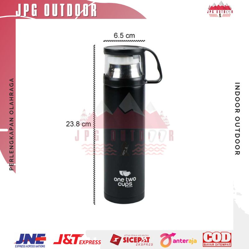 Botol Minum Thermos Stainless 500ml with Cup Head Travel Camping Outdoor