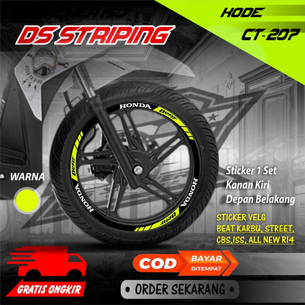 Ct-207 Cutting Stiker Velg Motor beat Ring 14 bagus murah variasi pelek