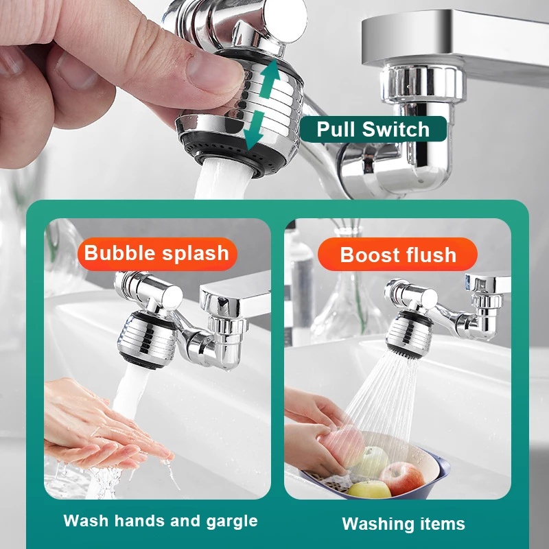 Filter Splash Silver 1pcs New Universal1080° Rotation Extender Faucet Keran Wastafel Dapur Keran Lengan Robotik Untuk Kamar Mandi Dapur