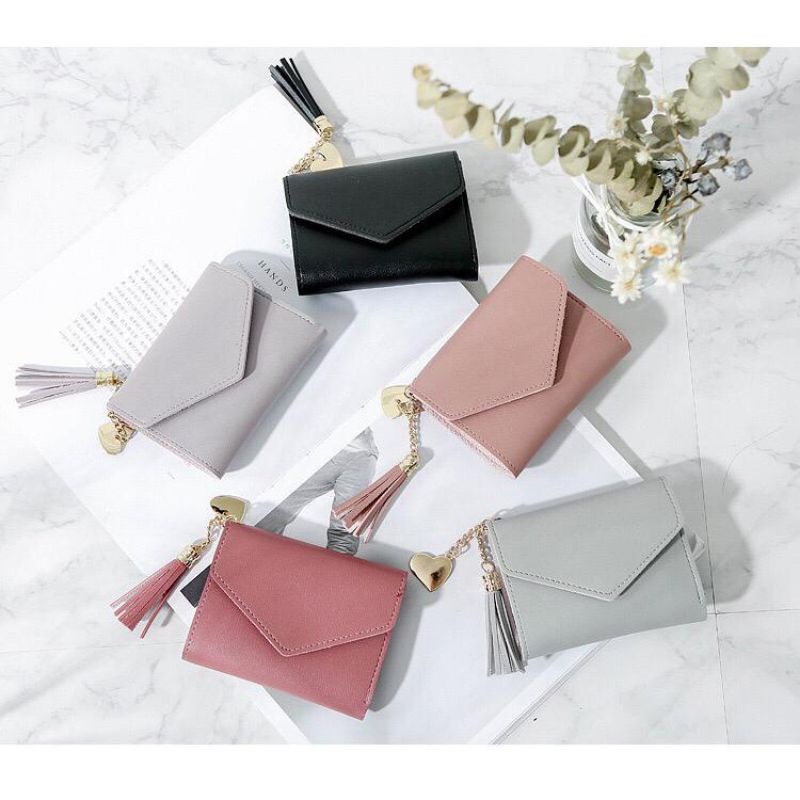 DOMPET WANITA KECIL DOMPET KOIN DOMPET MINI DOMPET LIPAT MURAH-Dompet Lipat 3 Moka