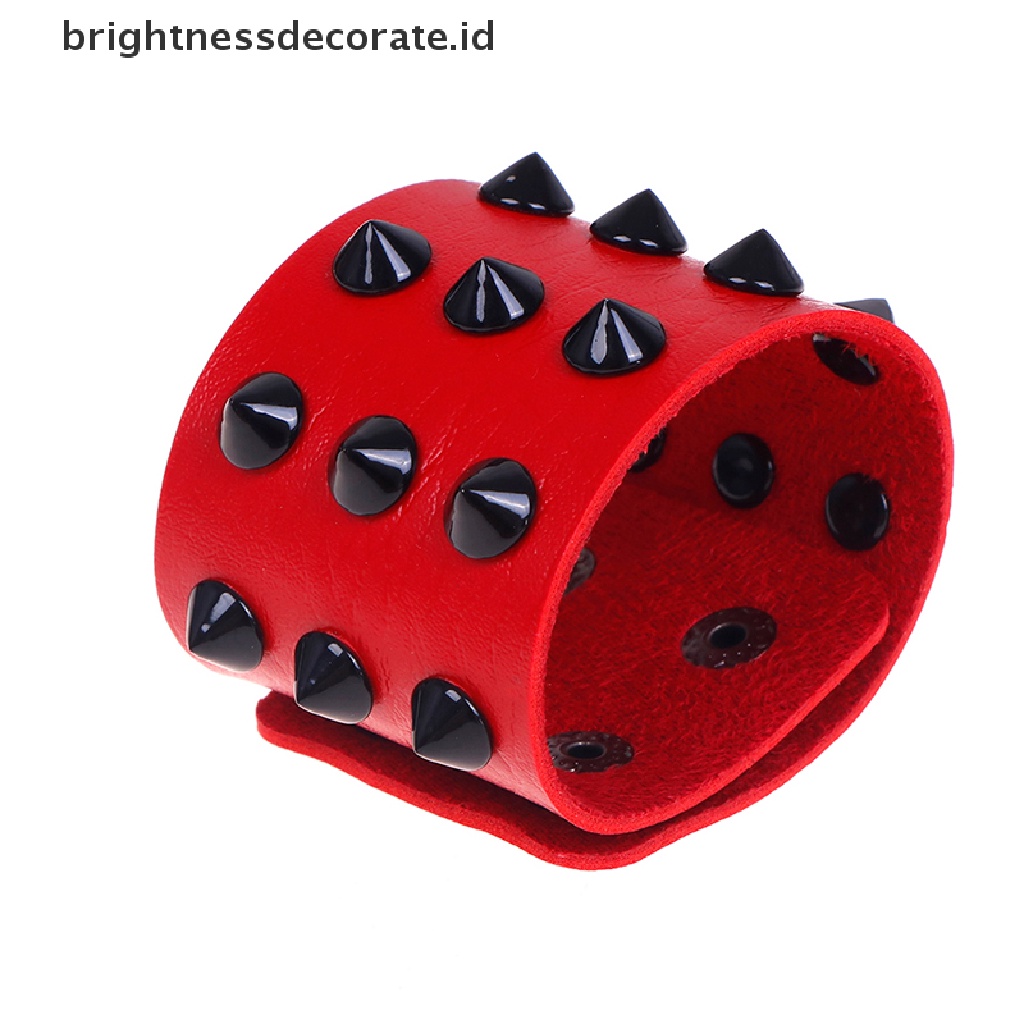 [Birth] Gelang Kulit Asli Rock Gothic punk Bangle Stud Cuff Wristband Jewelry [ID]