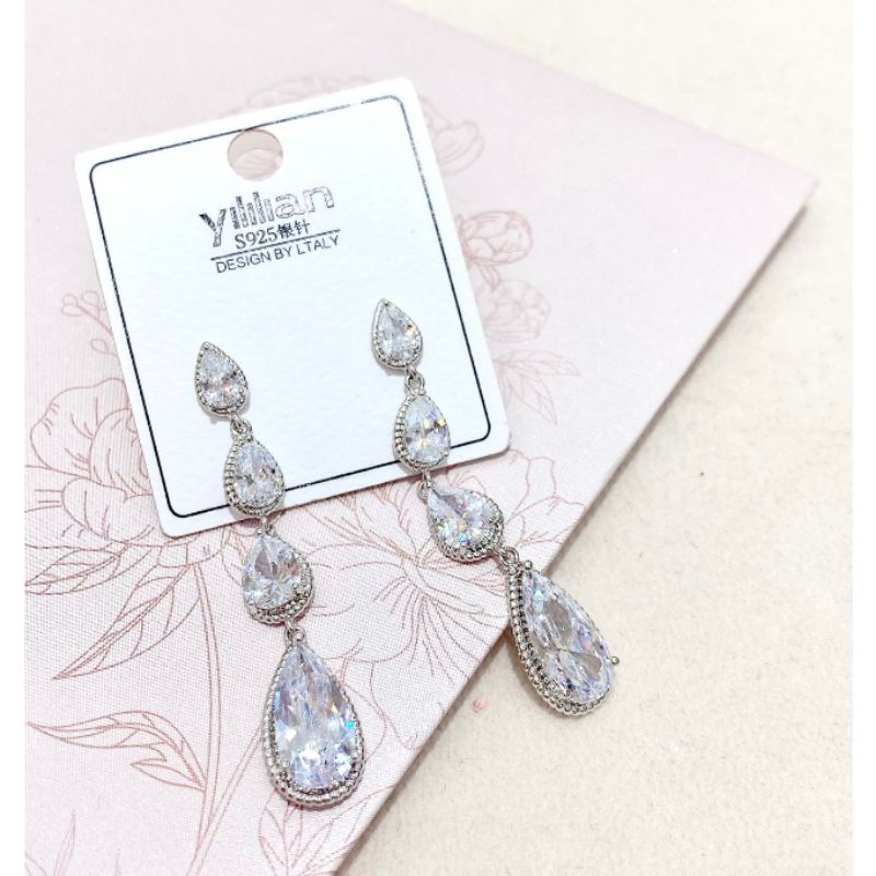 Anting Silver925 perak anti karat anti alergi anting Zircon premium 9283