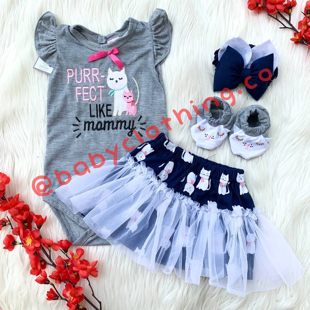 Baju setelan jumper rok bandana sepatu cantik fashion anak cewek bayi perempuan baby girl murah -pur