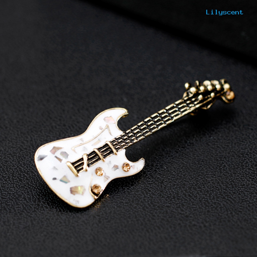 [LS] Vintage Wanita Berlian Imitasi Gitar Bros Pin Lencana Perhiasan Aksesoris Hadiah