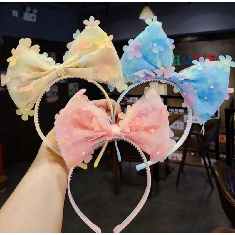 shoppinghappyid - Bando Aksesoris Rambut Anak Pita Sifon Bunga