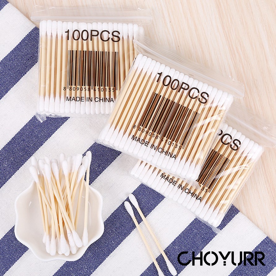 【COD】100 Pcs Cotton Buds Bambu / Cotton Swab Bamboo / Cotton SWab Double Headed Cotton Swab Bongkar Kapas Murah-CH