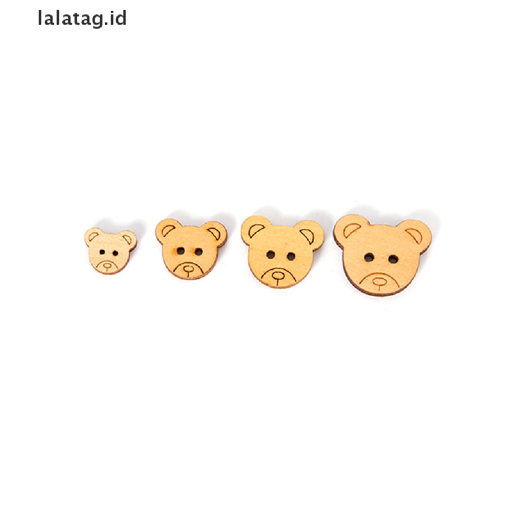 [lalatag] 50pcs Kancing Natural Teddy Bear Ch Kancing Jahit Kayu Buttons [ID]