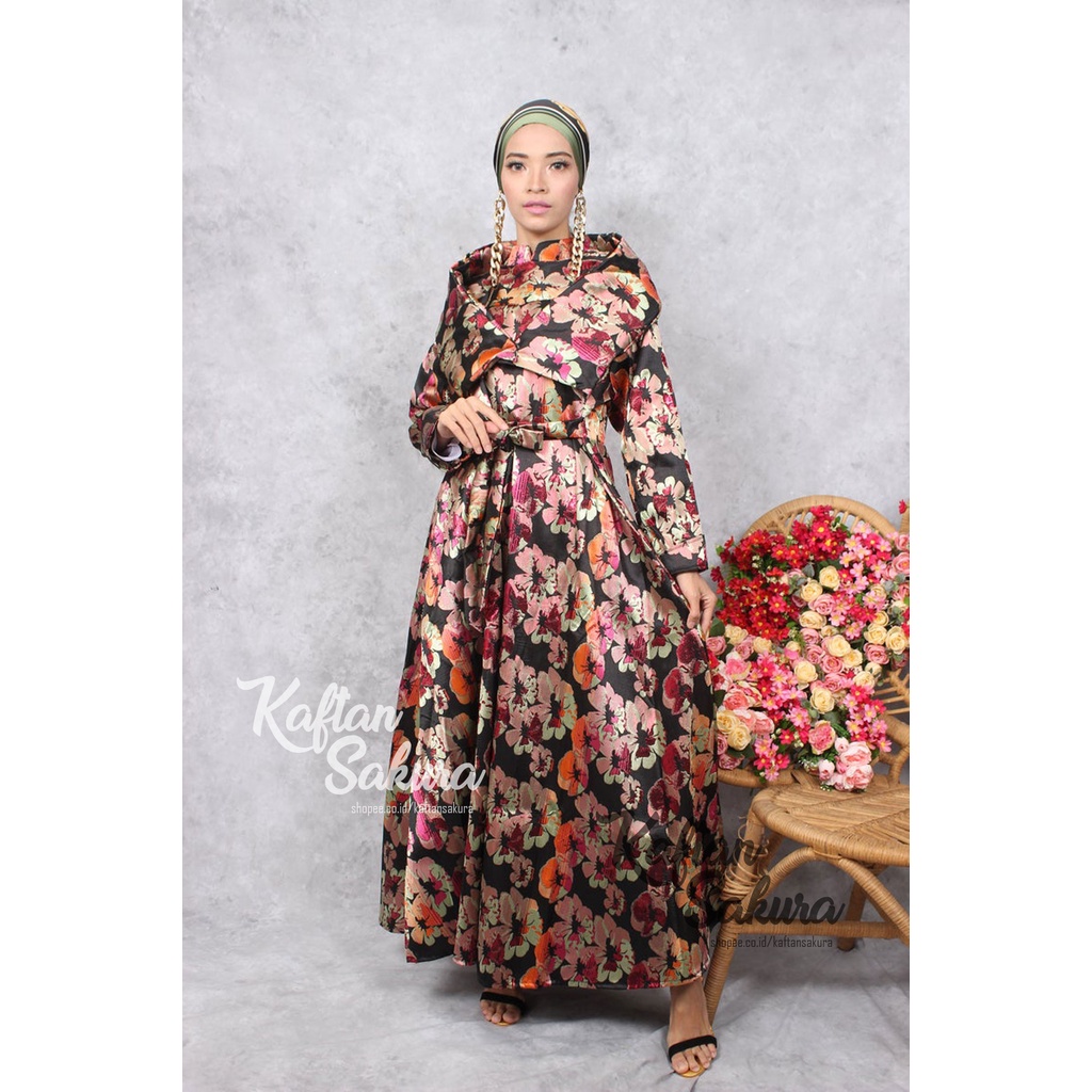 GAMIS TURKEY IMPORT MEWAH PREMIUM MOTIF BUNGA ORIGINAL PRODUK KAFTANSAKURA