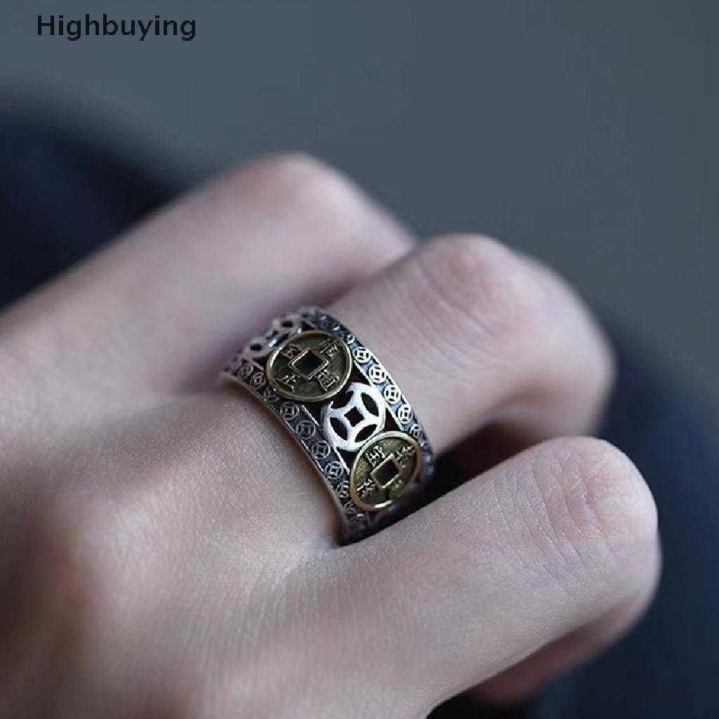 Hbid Gaya Etnik Vintage Lima Kaisar Uang Koin Cincin Untuk Pria Dan Wanita Yang Beruntung Yang Dapat Disesuaikan Jari Cincin Perhiasan Hadiah Cincin Terbuka Glory