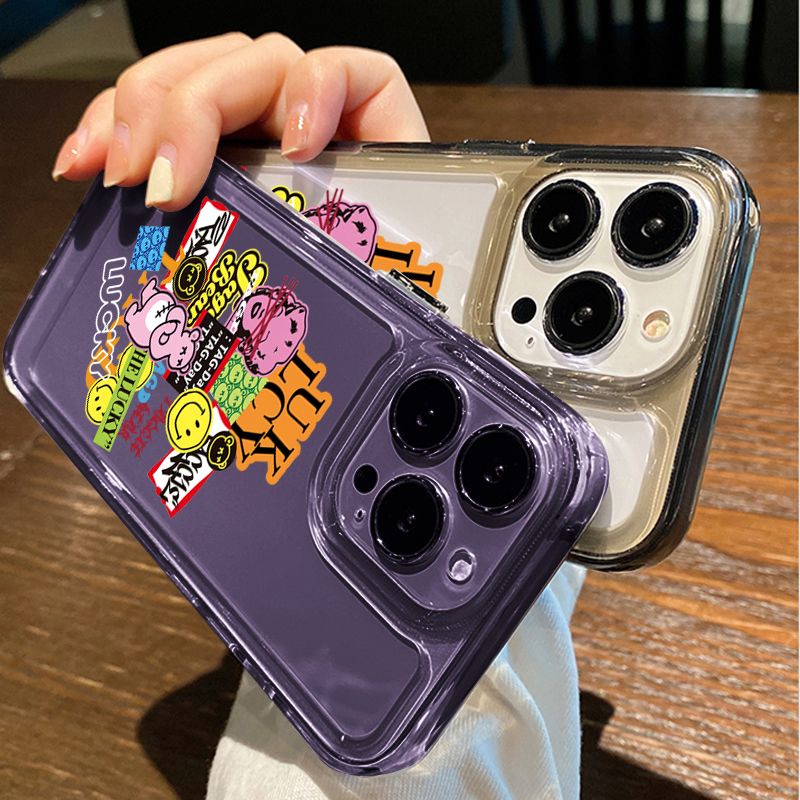 IPHONE Casing Ponsel Lembut Lucu Kompatibel Untuk Iphone14 11 13 12 Pro XS Max X XR 7 8 6S Plus Silcone Casing Shockproof Transparan TPU Cover