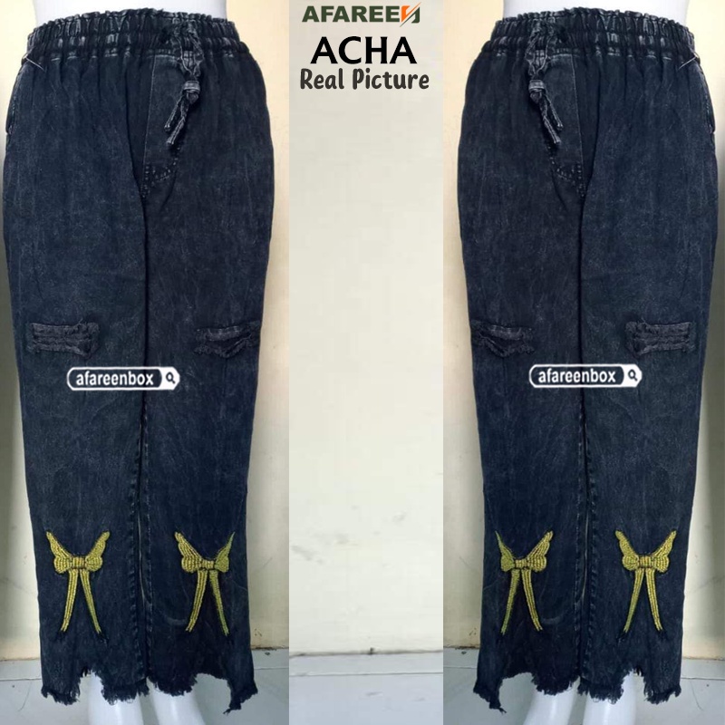 AFAREEN - Acha Jumbo Pants Celana Jeans Kulot Boyfriend Jumbo Baggy Jeans Bordil Pita BB 50-100 Kg