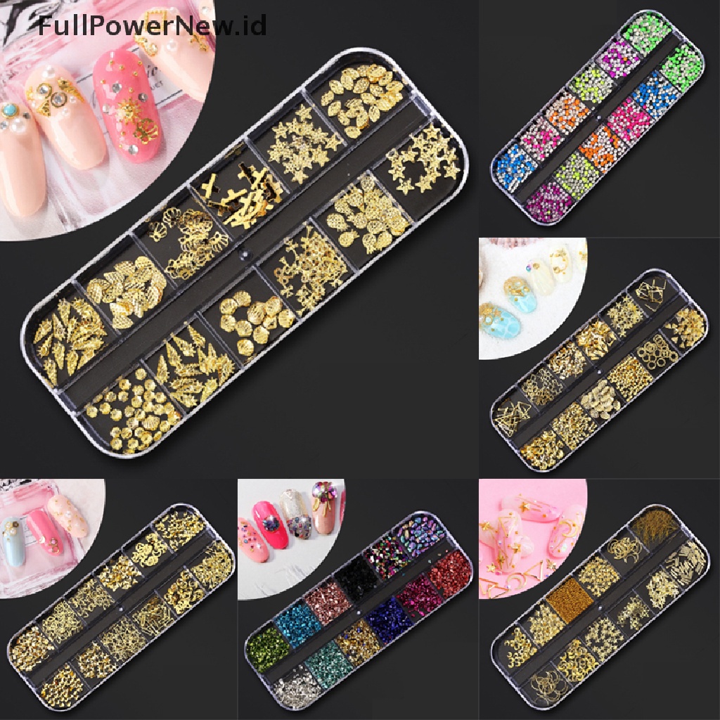 Power Berbagai 3D Nail Art Rhinestones Diamonds Permata Perhiasan Rivet Campur Dekorasi ID