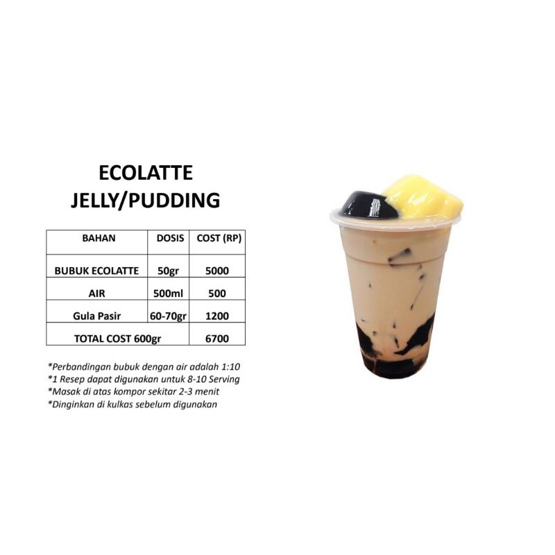 ECOLATTE TOPPING GRASS JELLY POWDER BUBUK TOPPING CINCAU HITAM 500 GRAM ENAK HALAL BPOM