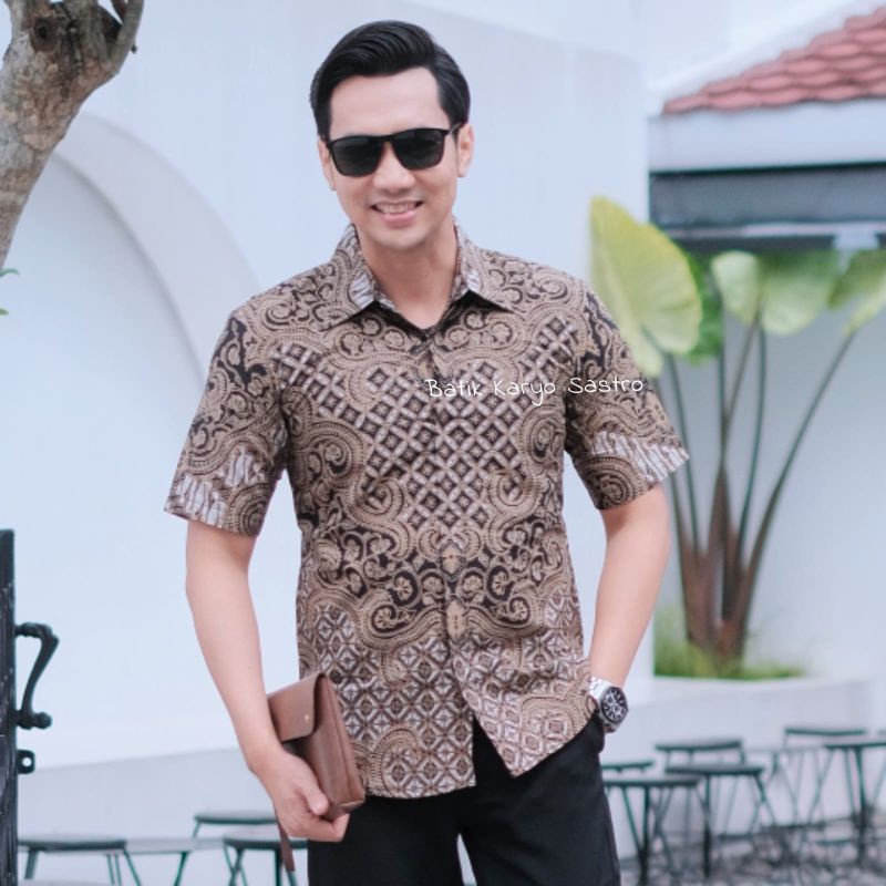 Baju Kemeja Batik Pria Lengan Panjang Modern Slimfit Katun Lapis Furing