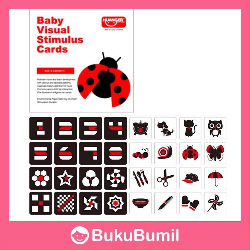 LUGO Baby Toys - Montessori Kartu Bayi Pintar Stimulasi Visual 0-12 Bulan Flash Card Mainan Edukasi 