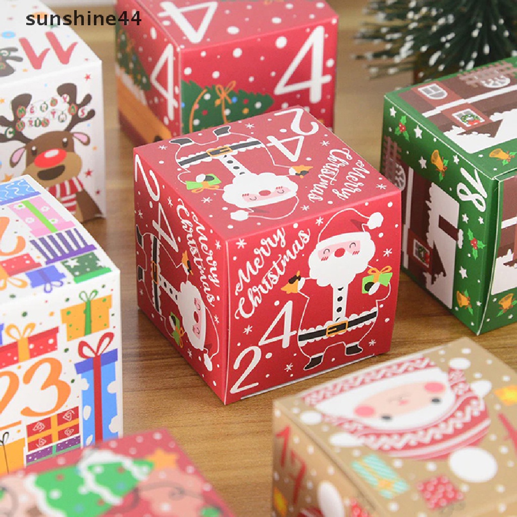 Sunshine 24Pcs Kotak Hadiah Kalender Advent Natal Kraft Paper Candy Cookies Box Decor.