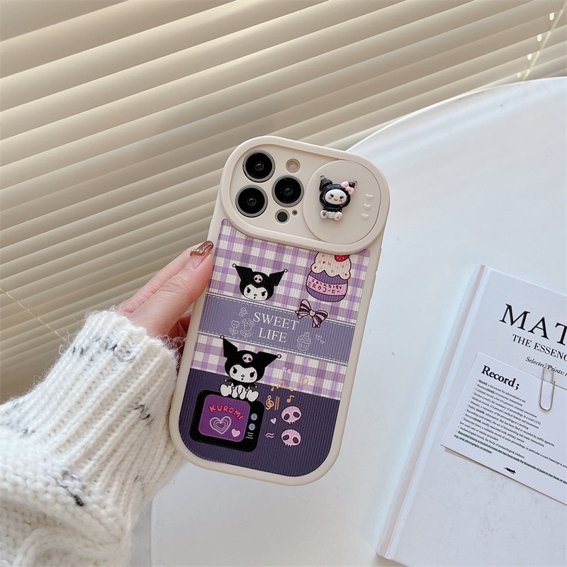 Kartun Kuromi Dan Kitty Case Pelindung Kamera Push-pull Anti-drop Untuk iPhone 14pro max Kamera Pelindung11 12 13 Pro max