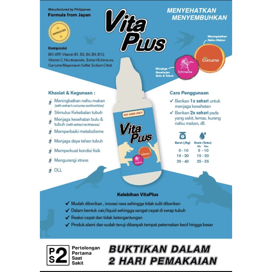 Vitaplus vitamin hewan (kucing,anjing,kelinci,hamster,unggas)