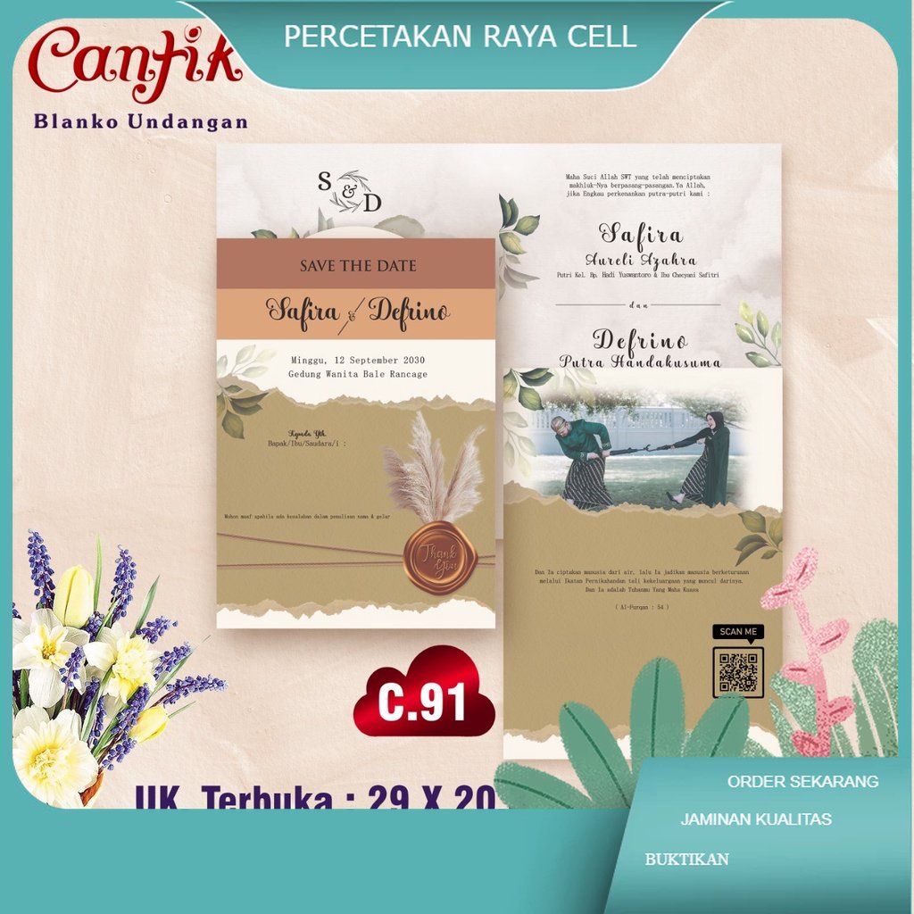 

Undangan Pernikahan Desain Rustic Vintage Elegant CANTIK 91 Sudah Cetak
