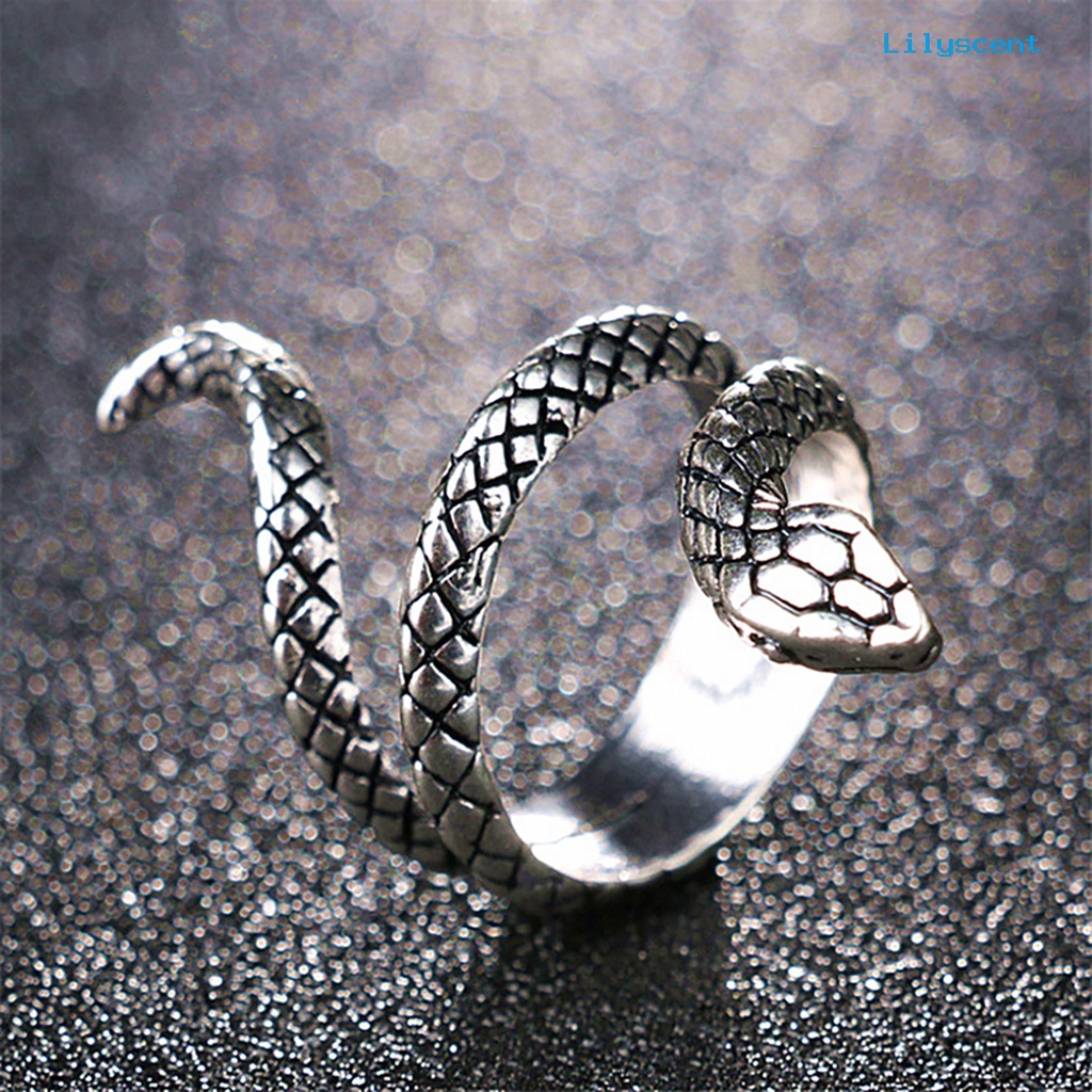 [LS] Cincin Jari Bentuk Ular Perhiasan Hadiah Alloy Punk Cobra Snake Shape Ring Untuk Pesta