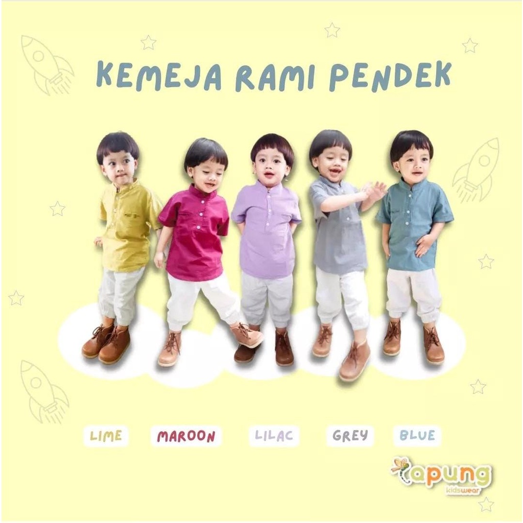 (capung kidswear) Kemeja Anak Laki-laki 1-6 Tahun Kemeja Rami Anak Lengan Pendek