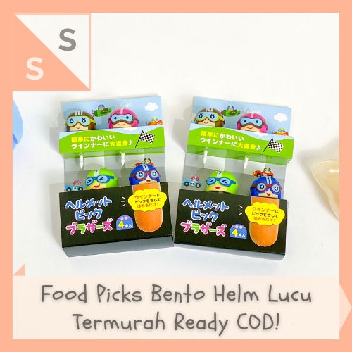[simplyshop] [1 Set 4 Pcs] Torune Food Pick Tusukan Alat Makan Cute Bento Foodpicks Tools Garpu Helm