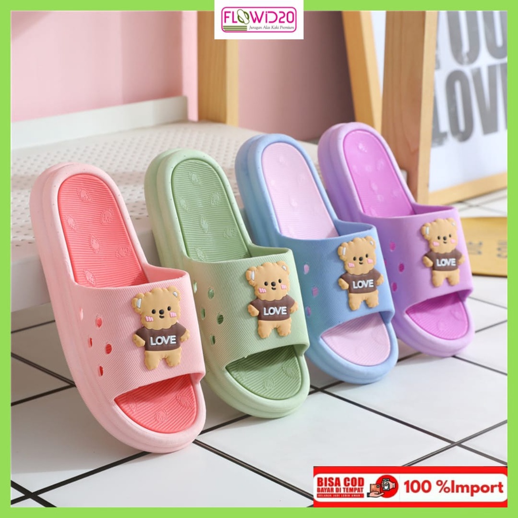 Flowid20 - sandal karet import two tone lucu anti slip sandal bear import 119