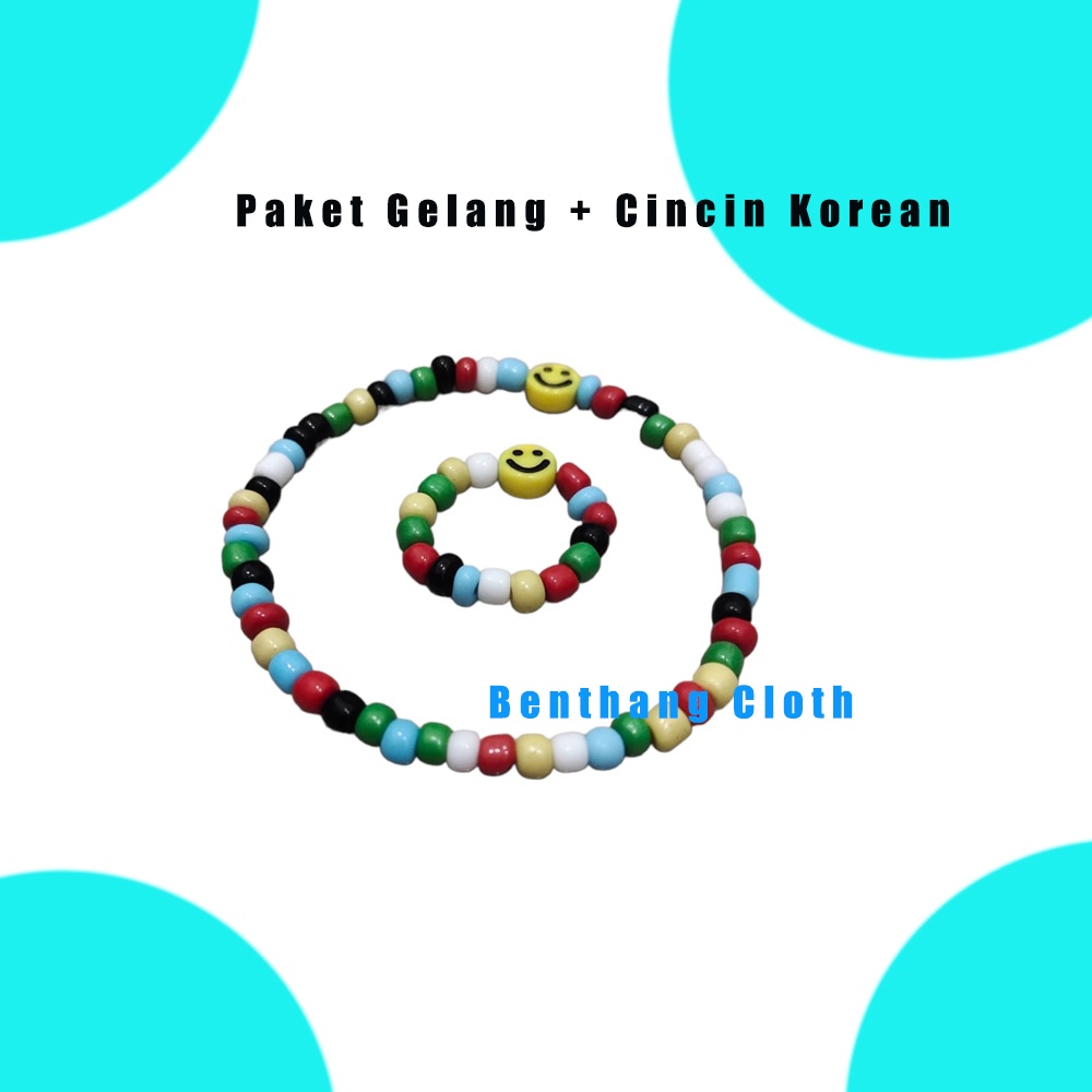 Gelang KPOP Beads Bracelet Korean Viral Gelang + Cincin