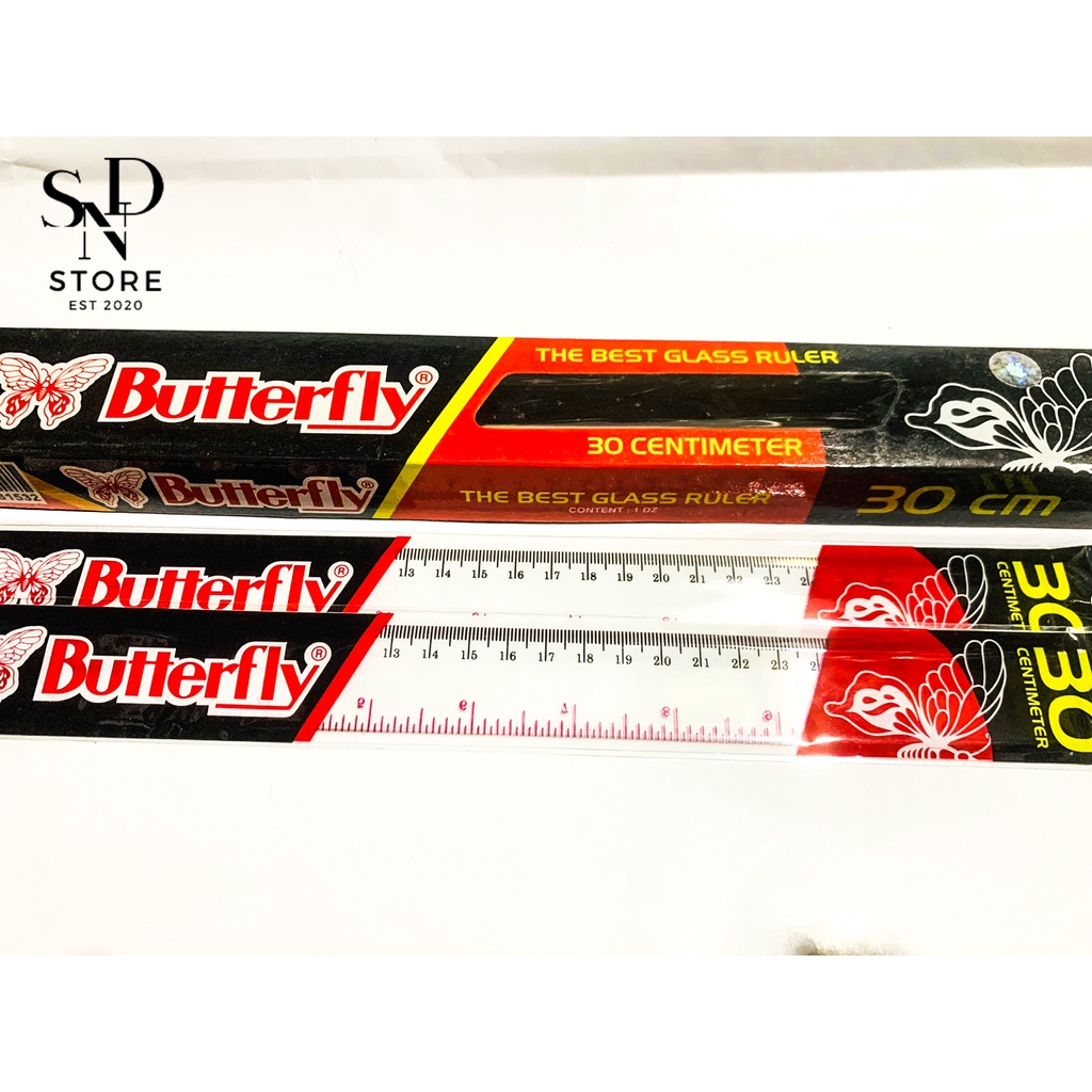 

Penggaris / garisan / Mistar 30 cm Butterfly Plastic Ruler - 1 pcs