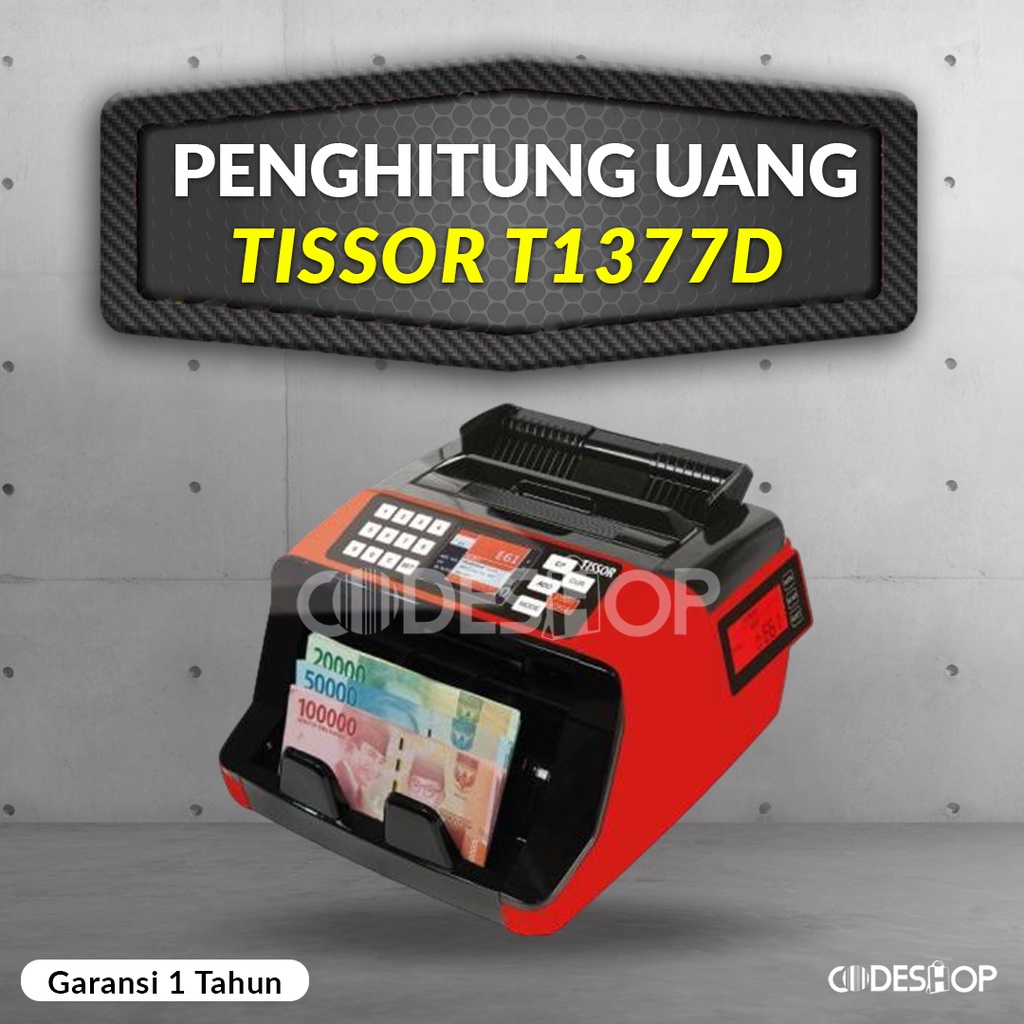 Mesin Hitung Uang TISSOR T1377D Alat Penghitung Deteksi Money Counter