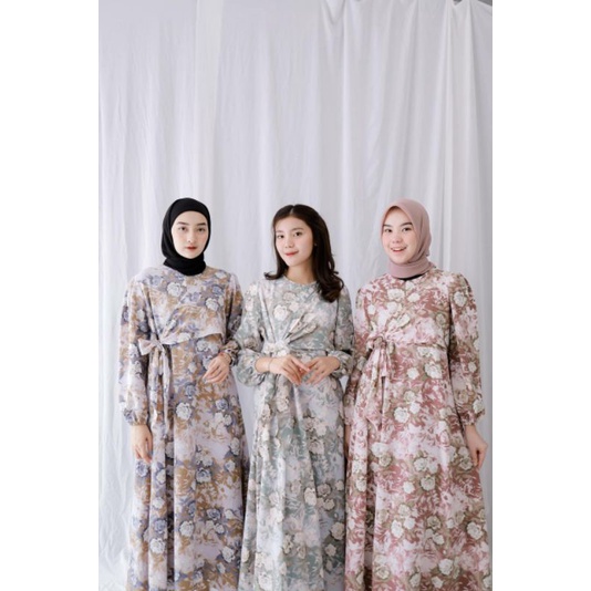 IVANCA JOFITA MAXI DRESS Kondangan Wanita Korea Dres Korean Style Baju Long Pakaian Lilac Crinkle Bu