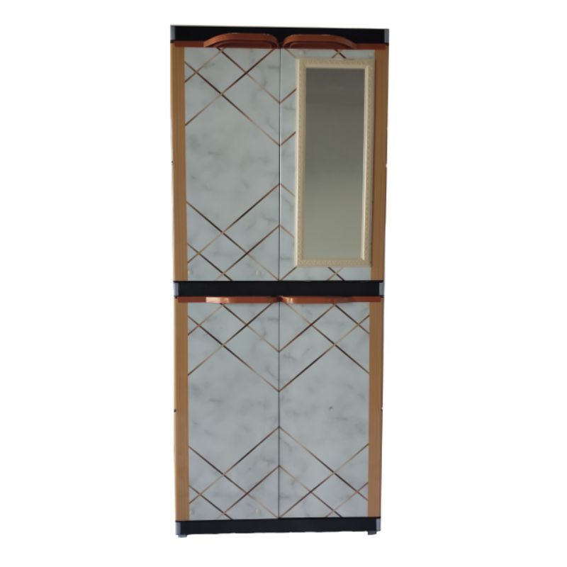 lemari baju pakaian plastik jumbo kaca cermin kunci susun 4