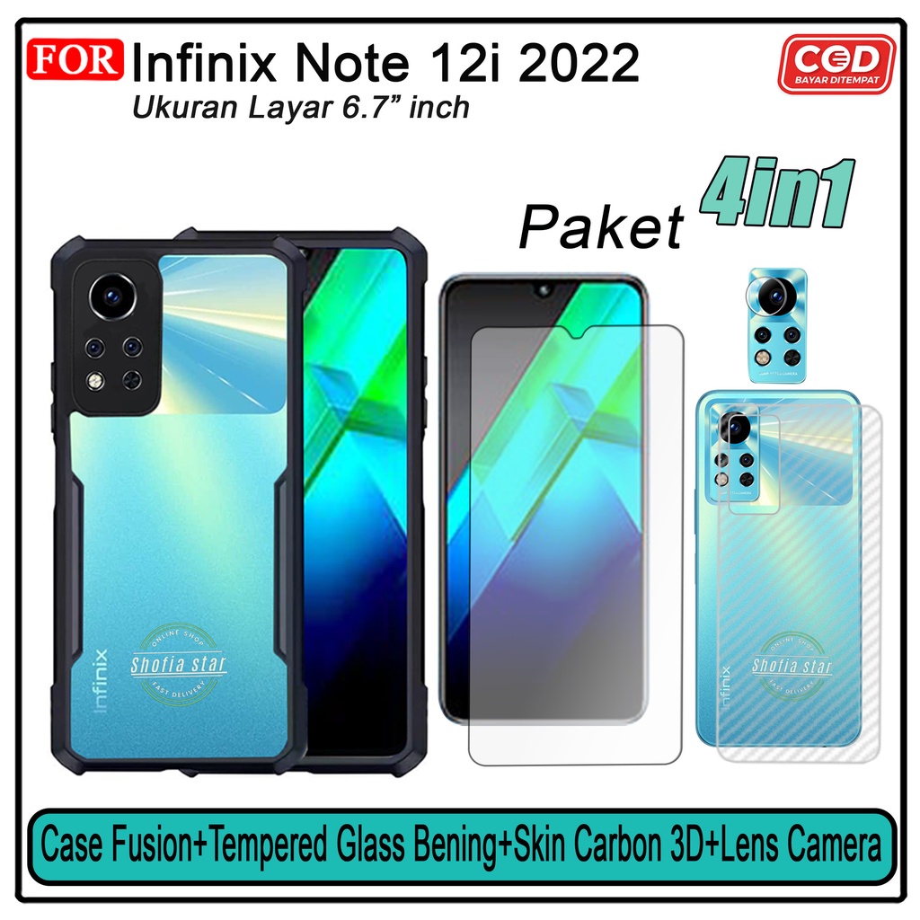 Promo 4in1 Case Infinix Note 12i 2022 Hot 20i 2022 Hot 20s  Soft case Fusion Shockproof Transparan Protect Casing