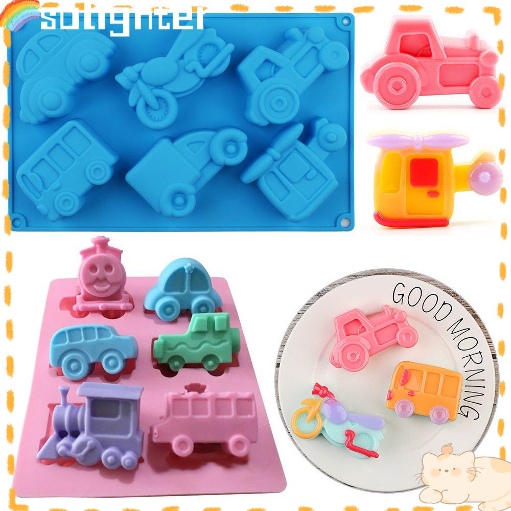 Solighter Cetakan Sabun Silikon 3D Membuat Perlengkapan Mobil Bayi Kaki Berbentuk 6rongga Handmade Soaps Supplies