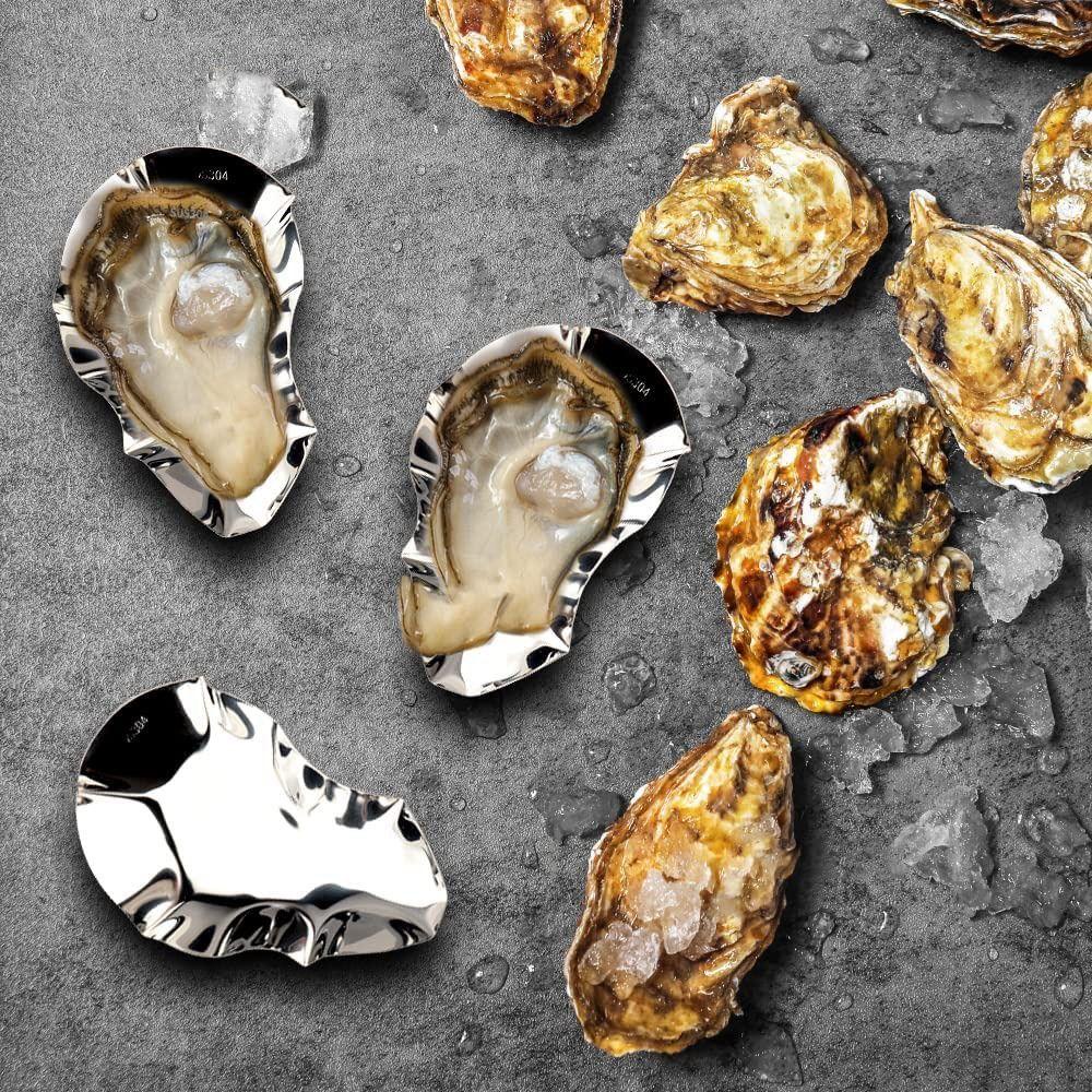 [Elegan] Piring Tiram 4 Pcs Dapur Grill Pan Shell Shaped Sauce Tray