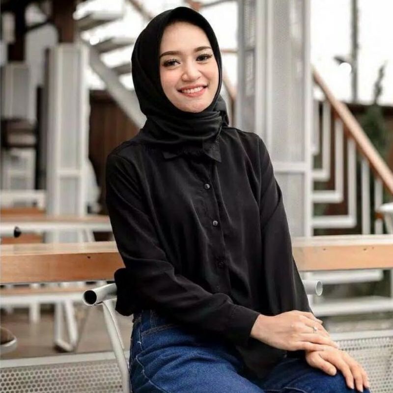 MAUDY BLOUSE // KEMEJA WANITA POLOS LENGAN PANJANG CRINCLE AIRFLOW