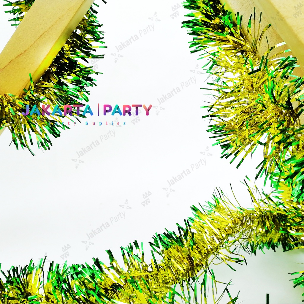 Slinger Lebaran Gold Ujung Hijau / Garland Tinsel / Slinger Tinsel