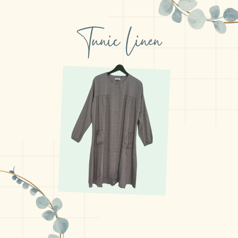 BAJU TUNIC WANITA BAHAN LINEN POLO CRINCLE PREMIUM IMPORT POLOS