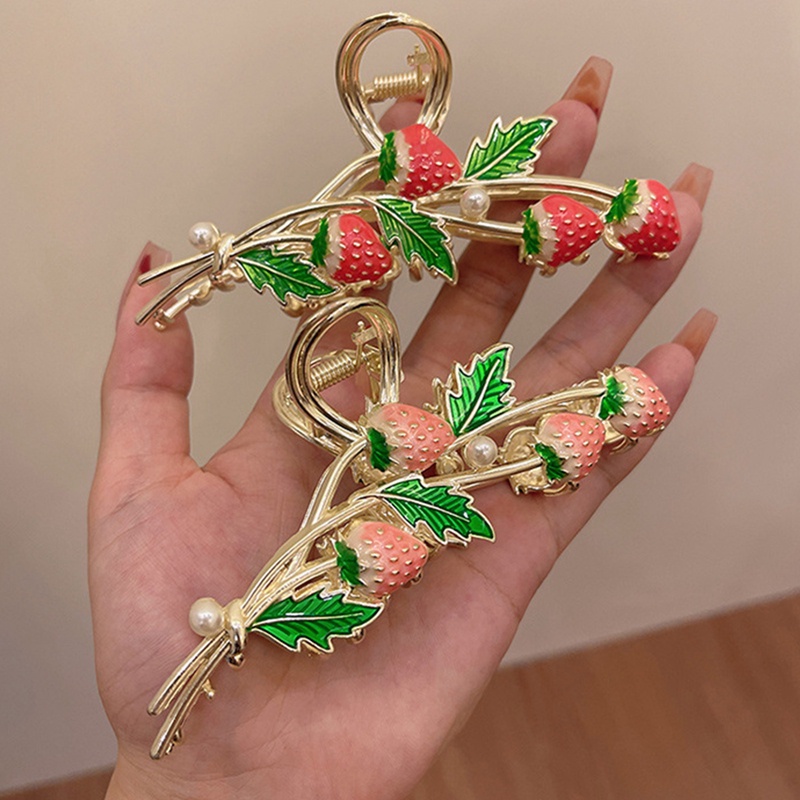 Strawberry Hair Claw Clips Cute Metal Hair Clip Kuat Non Slip Hold Hair Jaw Clips Pink Hair Claw Clips Aksesoris Untuk Wanita Dan Anak Perempuan Styling Rambut Fashion Perlengkapan Rambut