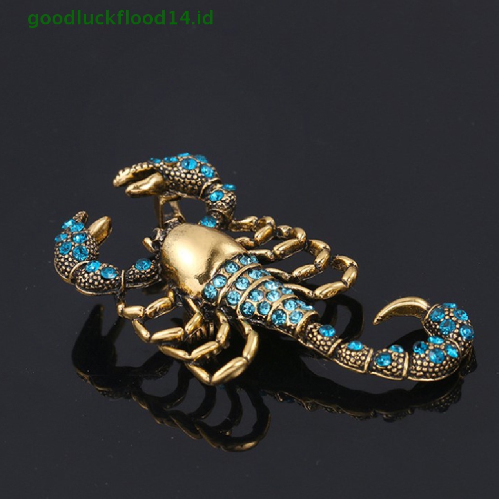 [GOOGFOUR] 1pc Bros Scorpion Dengan Berlian Imitasi Gold Alloy Brooch Pin Vintage Kristal  [Atasan]