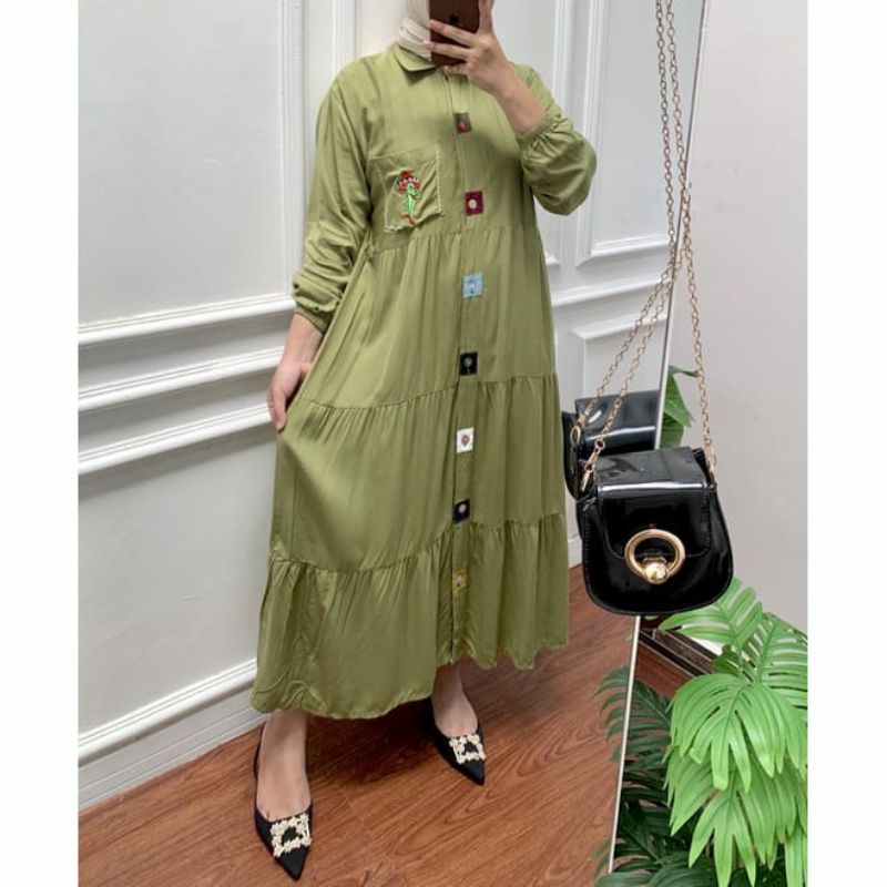 GLESA MIDI DRESS RAYON TWILL