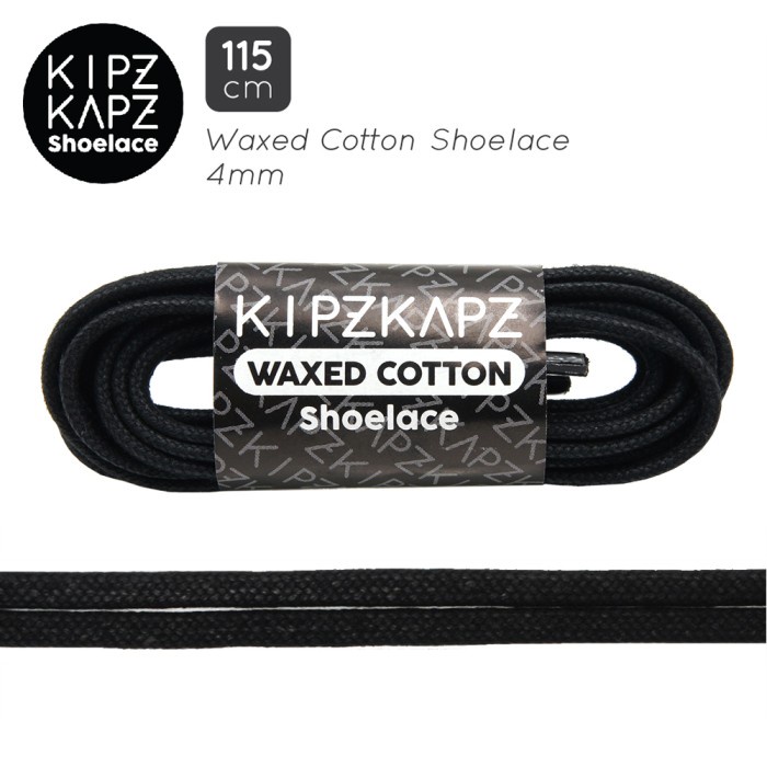 Fer Kipzkapz Wsp3E Black - Tali Sepatu Lilin / Waxed Cotton Flat 4Mm