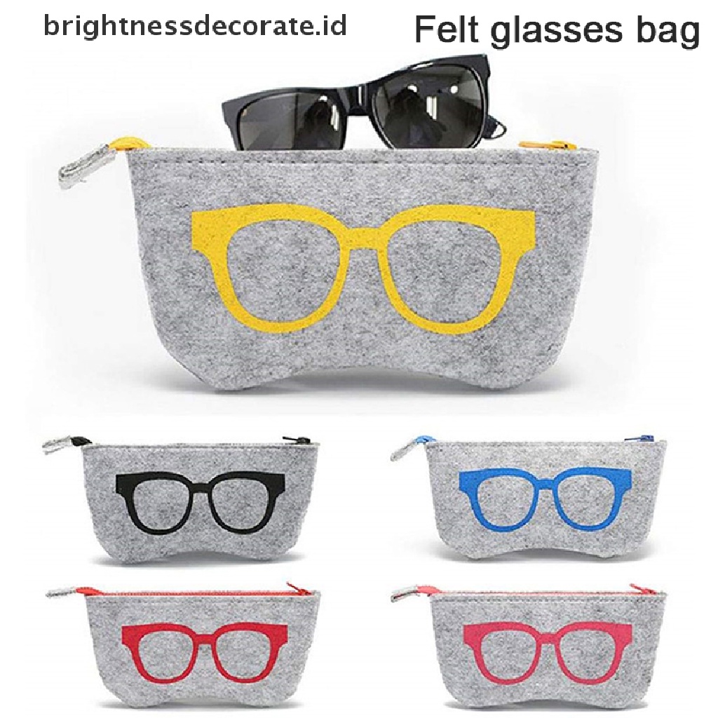 [Birth] Felt Glasses Case Bag Sunglasses Case Box Portable Lembut Resleting Pelindung Kacamata [ID]