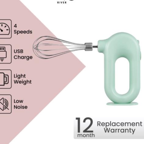 ✼ Solo River New Style Hand Mixer Wireless Blender Pengocok Telur Elektrik ✻