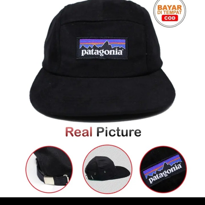 TOPI BORDIR PRIA 5 PANEL DISTRO BRANDED PATAGONIA HIPHOP BAHAN  RAFEL