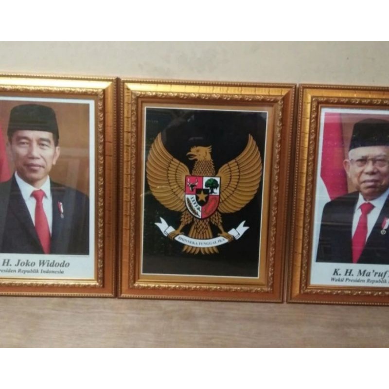 FOTO PRESIDEN WAKIL PRESIDEN BURUNG GARUDA DAN BINGKAI LEBAR