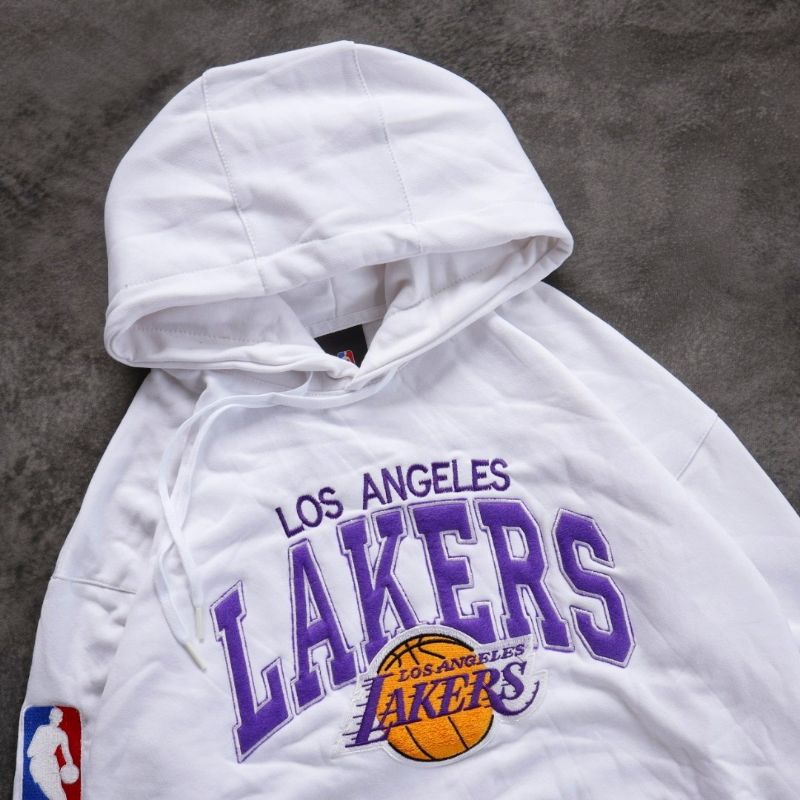 HOODIE JAKET SWEATER NBA x LAKERS PUTIH FULLTAG &amp; LABEL