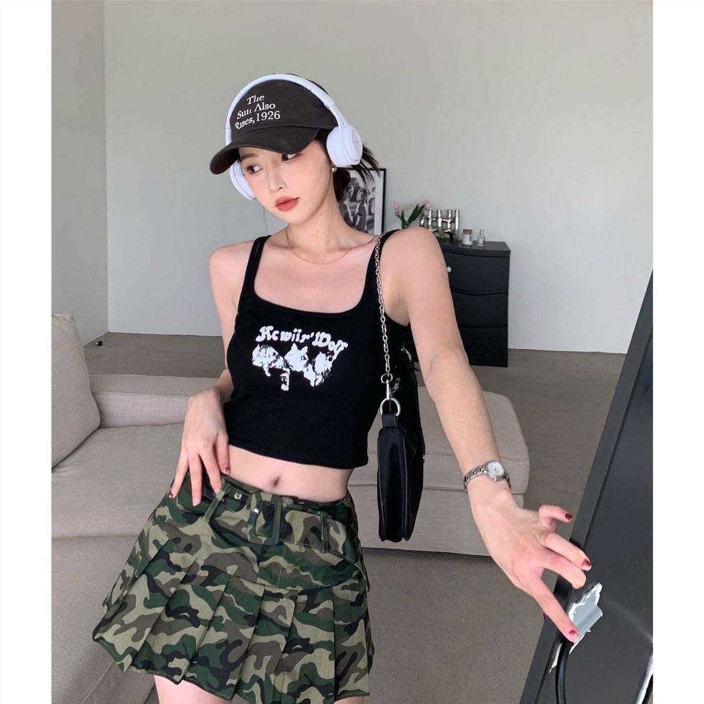 Hot girls camisole pakaian luar wanita musim panas gaya bm baru slim fit inner wear bottoming short pure desire top trend