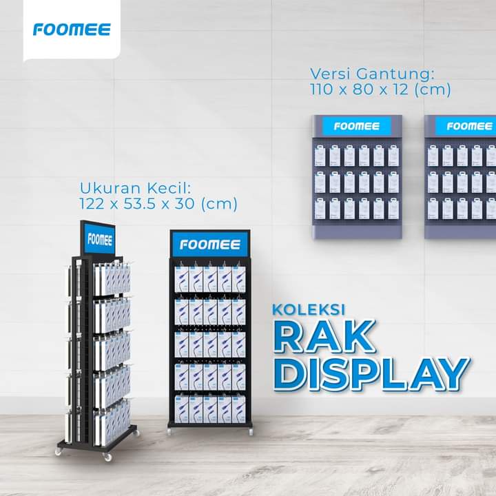 FOOMEE Rak Display Pajangan Aksesoris ( Roda / Dorong 2 Sisi & Gantung ) - Promo Murah Toko Reseller